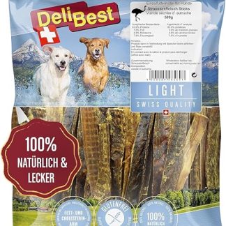 DeliBest Light Ostrich Sticks I Ostrich Tendons for Dogs I Dog Treats Grain-Free Cold Shaped - Tasty Dog Snack Made of Fresh Meat I 500 g