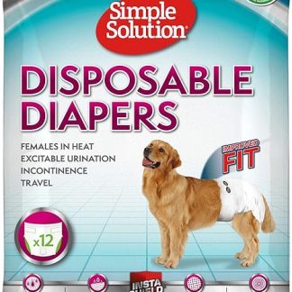 Simple Solution Disposable Dog Nappies for Female Dogs, Super Absorbent and Leak-proof with Wetness Indicator for Excitable Urination, Incontinence or Heat Female Dogs, Pack of 12