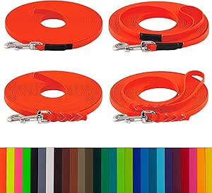 LENNIE Biothane Recall Lead 13 mm Wide for Dogs Weighing 15-25 kg without/with Hand Loop, 3 m, 5 m, 10 m, 20 m, Dirt-Water Repellent