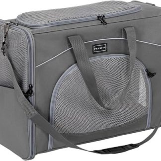Petsfit Airplane Dog Bag 55 x 40 x 23 cm & Flight Bag Dog Transport Box Cat Transport Bag Dog Cats Safe Transport in Car, Plane and Train, with 2 Placement Methods, L/Grey
