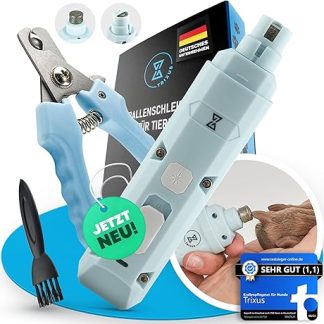 TRIXUS - Professional Claw Grinder for Dogs and Cats with Claw Clippers I 2-Speed with LED, Gentle, Quiet, Powerful I Claw Care Set for Small, Medium and Large Dogs and Cats I