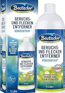 Bactador Enzyme Cleaner – Odour Remover and Stain Remover Concentrate 1L – Microbiological Odour Neutraliser – Deep Pore Cleaning in Home and Animal Husbandry – Dog Urine/Cat Urine Remover
