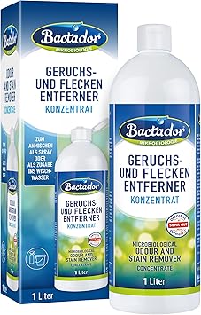 Bactador Enzyme Cleaner – Odour Remover and Stain Remover Concentrate 1L – Microbiological Odour Neutraliser – Deep Pore Cleaning in Home and Animal Husbandry – Dog Urine/Cat Urine Remover