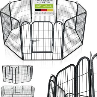 Sam´s Pet Metal Puppy Run Enclosure with Lockable Door, 80 cm, Pet Playpen for Dogs, Cats & Small Animals, Puppy Playpen, Outdoor Playpen Run