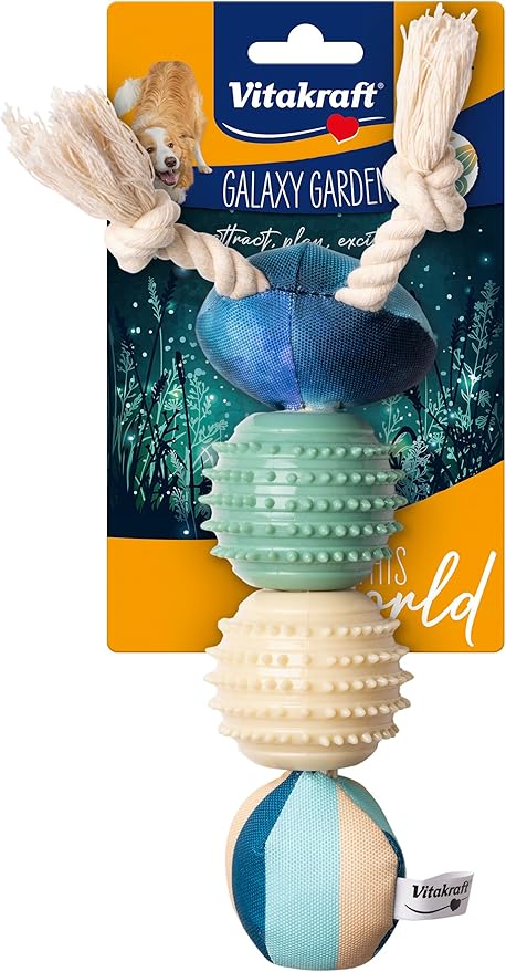 Vitakraft Galaxy Garden Caterpillar Toy for Dogs, Heavy Duty Dog Toy with Squeaker and Nub Balls (Pack of 1)