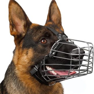 BRONZEDOG Wire Dog Muzzle German Shepherd for Medium Large Dogs Adjustable Durable Metal Basket for Biting Chewing Barking (M)