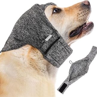 EASY JOY Adjustable Earmuffs Dog, Adjustable Earmuffs for Pets, Earmuffs for Dogs, Dog Soothing Headwear, Grey M