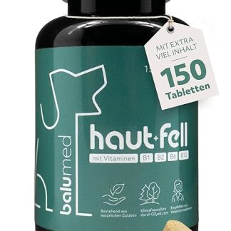balumed Haut + Fell 150 Tablets for Dogs, Shiny Coat, Brewer's Yeast, MSM, Green-lipped Mussel, Golden Millet, Fenugreek, with Vitamin D, B 2, B6, B7, B12 and Zinc, Selenium - 1500 mg per Tablet