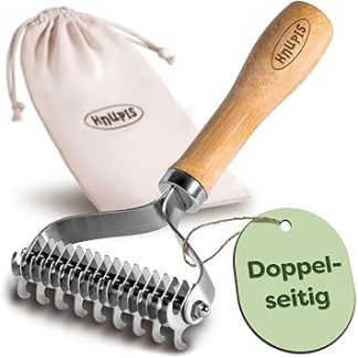 Knupis Dog Brush - Effective Removal of Undercoat - Sustainable FSC® Wood - Soft Care - Double-Sided Fur Brush - Dogs & Cats Brush