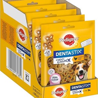 Pedigree Dentastix Chewy Chunx Dental Care Snacks for Small Dogs 5-15 kg with Chicken, 5 Packs (5 x 68g)