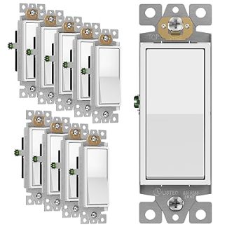 enerlites 91150 Decorator Style 15 Amp Single Pole Quiet Paddle Rocker - 10 PACK