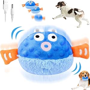 Bewegendes Hundespielzeug, Interaktives Hundespielzeug, Selbstrollender Ball Hund, Aktives Bewegliches Haustier-Plschspielzeug, Active Moving Pet Plush Toy for Haustier Hunde Trainingsball(Blau)