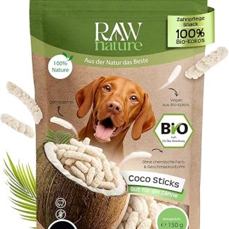 RAW Nature Coconut Sticks Dog Snack Dental Care Snack Dental Care Dog Treats 100% Coconut Natural No Artificial Additives (150 g)