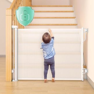 Momcozy Automatic Locking Stair Safety Gate, Extendable for Baby, Pet Door Safety Gate, Child Safety Gate, One-Handed Open, 0-140 cm, Suitable for Stairs/Doors/Indoor and Outdoor Use