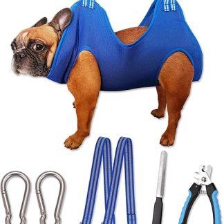OVTEXZOG Dog Grooming Hammock Harness, Dog Carrier for Claw Cutting, Hanging Hammock Retention Bag for Dogs for Claw Cutting/Claw Care (Medium 20 kg Max/Blue)