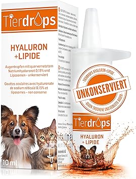 TIERDROPS Eye Drops for Dogs and Cats - 0.15% Crosslinked Hyaluronic and Liposomes - Natural Eye Care Eye Drops Without Preservatives Against Dry, Red or Irritated Eyes