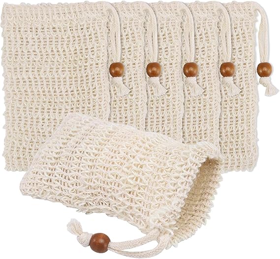 Pack of 36 Soap Scrubs, Soap Savers, Sisal Mesh Soap Bags, Bar Soap Bags with Drawstring for Bathroom and Shower