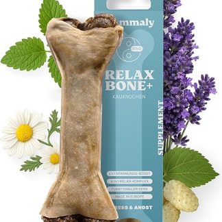 mammaly 5-in-1 Relaxation Chew Bone - Relax Bone+ 1 x Chew Item (12 cm) - Chew Stick Made of Cattle Skin with Chamomile & Lavender and Much More for Soothing - Chew Toy / Bone as Soothing Agent