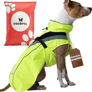 DOGOPAL Waterproof Dog Raincoat for Small and Large Dogs - Yellow Dog Raincoat with Reflective Strips - Waterproof Dog Coat, Rain Cover & Rain Jacket (Yellow, XL)