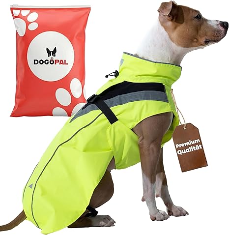 DOGOPAL Waterproof Dog Raincoat for Small and Large Dogs - Yellow Dog Raincoat with Reflective Strips - Waterproof Dog Coat, Rain Cover & Rain Jacket (Yellow, XL)