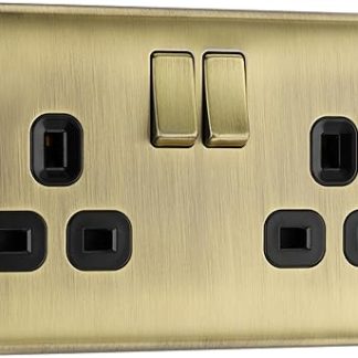 BG Electrical nab22b Double Metal Socket, Antique Brass, Black