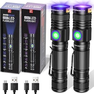 DARKBEAM UV Torch Black Light 365nm & 395nm Rechargeable Woodsche Lamp USB Black Light Torches Mini Hand LED Ultraviolet Light Pet Urine Detectors Amber Resin Pack of 2