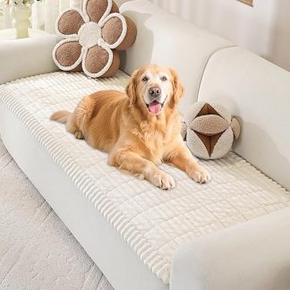 ENONCI Dog Blanket, Flannel Sofa Cover, Thick Sofa Cover, Pet-Friendly, Soft and Comfortable, Non-Slip Design, Safe and Durable, Machine Washable, Sofa Protection (Beige, 70 x 180 cm)