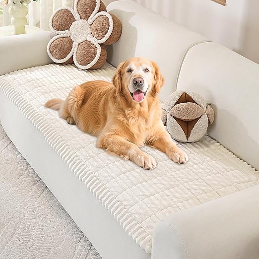 ENONCI Dog Blanket, Flannel Sofa Cover, Thick Sofa Cover, Pet-Friendly, Soft and Comfortable, Non-Slip Design, Safe and Durable, Machine Washable, Sofa Protection (Beige, 70 x 180 cm)