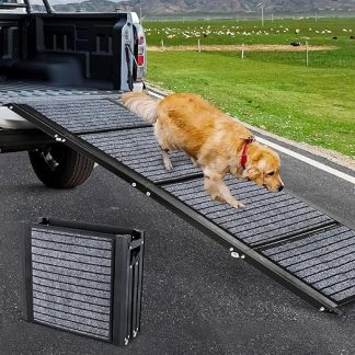 Longest 180 cm & Widest 50 cm Dog Ramp, Foldable Dog Ramp Car with Non-Slip Carpet, Foldable for Outdoor Steps, Dog Stairs Car for Medium and Large Dogs in One SUV & Truck