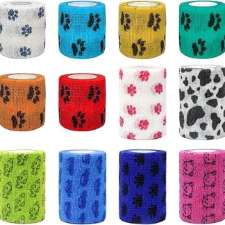 12 Rolls Self-Adhesive Bandage Animal Bandage Dog Vet Wrap Pet Self-Adhesive Bandage for Fingers Wrists, Knees, Ankle Sprains and Swelling 5 cm x 4.5 m | 7.5 cm x 4.5 m