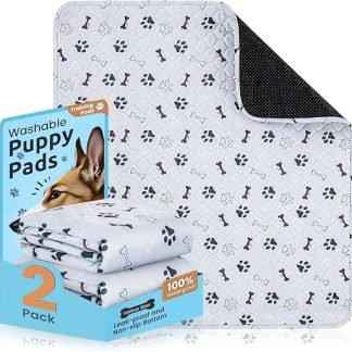 PmakeEorT Washable Puppy Pads, Set of 2 Training Pads for Dogs, 90 x 60 cm, PIPI Mats for Dogs, Puppy Pads, Leak-Proof and Quick-Drying Dog Pads