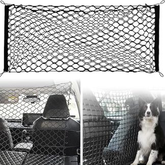 Protective Grille Car Barrier Separation Net: Dog Guard Car Dog Guard Made of Polypropylene with 4 Hooks, Elasticity Dog Gate for the Boot Double Layer Divider Boot Dog 120 x 90 cm