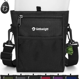 Gobeigo Dog Treat Bag with Silicone Snack Bag, Front Pocket for All Phones, 4 Cup Treat Bag with Training Clicker, Improved Stronger Magnetic Closure, 3 Ways to Carry, black, Practical