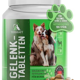 Tierkraft Joint Tablets for Dogs - Made in Germany - Joint Tablets Dog with Green-Lipped Mussel - Devil's Claw Dog - MSM Dog & Green-Lipped Mussel Dog - 100 Joint & Bone Protection Tablets