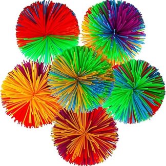WANTUSHUI Ogosport Ball, Koosh Ball, Autism Aid, Rubber Ball, Fluffy Ball, Fidget Toys, Stress Ball, Rainbow Ball, Fun Trading, Stretchy Glitter Toy, Pack of 6