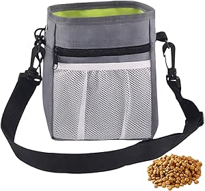 Rbleote Treat Bag for Dogs, Food Bag Dog Training, Dog Walking Bag, Drawstring Closure, 3 Carrying Options, Robust and Durable, Suitable for Walking with the Dog (Grey)