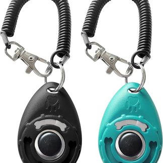 Pet Training Clicker with Wrist Strap - Dog Training Clickers (Black + Blue)