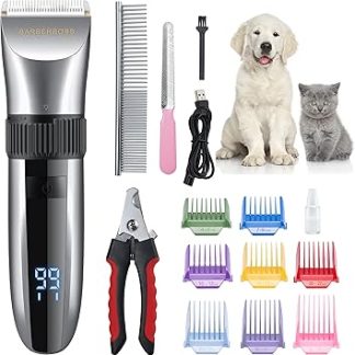 BarberBoss QR-9082 Wireless Pet Grooming Clipper - Ceramic Blades, LED Display, Fast Charging, Electric Pet Clipper for Dogs and Cats