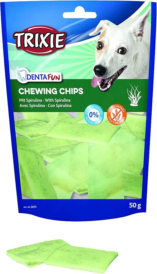 Trixie Denta Fun Chewing Chips with Spirulina Algae, 50 g, Pack of 5