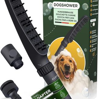 KUNTO® Dog Shower Head - Dog Shower Head - Dog Shower with Four Jet Types - Dog Shower Head with Silicone Bristles for Effective Grooming - Mobile Dog Shower Outdoor with Garden Hose Adapter