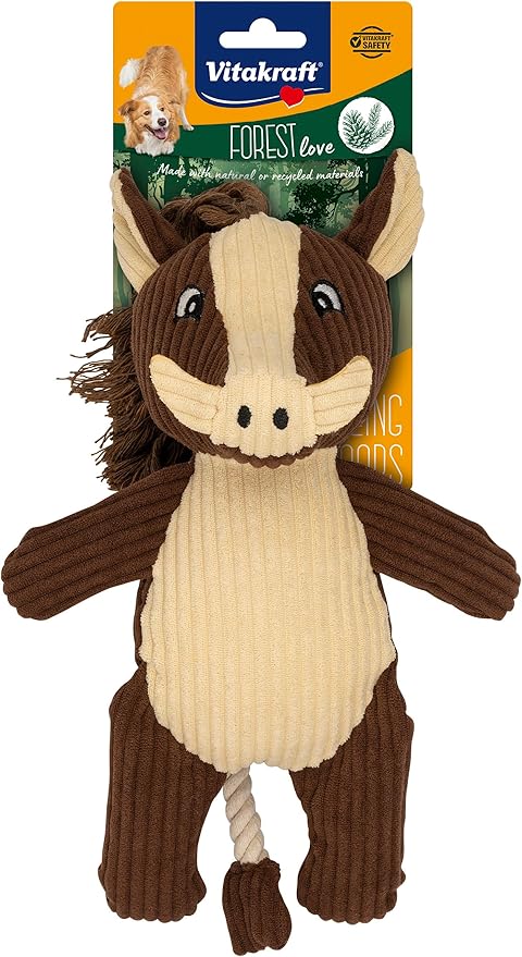Vitakraft Forest Love Wild Boar Toy for Dogs, Dog Toy Cuddly Toy with Squeaker Corduroy (Pack of 1)