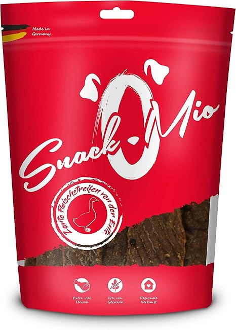 SnackOMio Premium Dog Snack - Delicate Meat Strips from the Duck, Grain-Free, Pack of 1 (1 x 125 g)