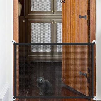 Portable Stair Gate for Dogs Indoor Magic Pet Gates for The House Doorway Upgraded Mesh 180/110 x 78 cm Safety Puppy Fence Housing, Black