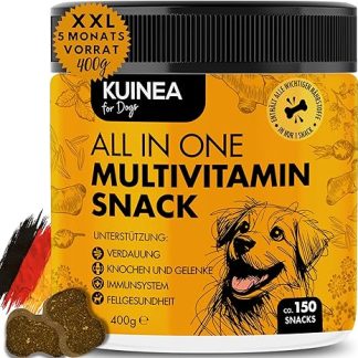KUINEA Dog Vitamins as Treat, All-in-One Multivitamin for Dogs, 150 Snacks (400 g), Immune System, Bones, Digestion, Coat, Dietary Supplement Dog, Approx. 5 Month Supply (Pack of 1)