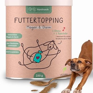 Hunderunde – Futtertopping Magen & Darm 250g – natürliche Verdauungsunterstützung bei Blähungen Durchfall Grasfressen I Präbiotikum Topinambur Mariendistel Artischocke