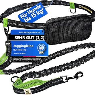 Hands-Free Dog Lead for Small Dogs up to 15 kg | Elastic and Reflective 110 to 160 cm (3.6 ft - 5.2 ft) Leash for Jogging Running Hiking Cycling