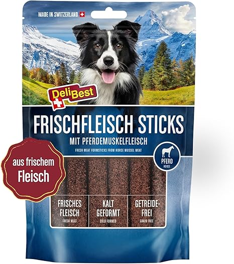 DeliBest Premium Horse Meat Sticks I Dog Treats with Valuable Ingredients is Easy to Digest I Cold Shaped - Very Tasty Dog Snack Made of Fresh Meat