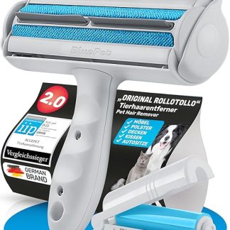 Bluepet® RolloTollo 2.0 Self-Cleaning Lint Roller, Pet Hair Remover for Sofa, Bed & Furniture, Lint Brush for Dog Hair and Cat Hair