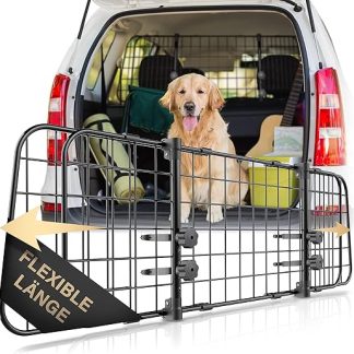 Heldenwerk Universal Car Boot Protective Grille for Dogs for Transport for Your Dog - Safety Grille with Headrest Attachment - Fully Adjustable Boot Protection Grille, Black