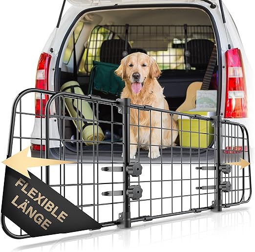 Heldenwerk Universal Car Boot Protective Grille for Dogs for Transport for Your Dog - Safety Grille with Headrest Attachment - Fully Adjustable Boot Protection Grille, Black